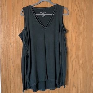 AE Cold Shoulder Long Sleeve Rib Top